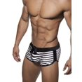 thumbnail image 1 of Men's Sporty Swim Trunks, Quick Dry Striped Design Comfortable Beachwear, Hot Spring Swimwear, 1 of 5