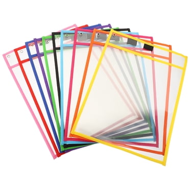 10Pcs Reusable Dry Erase Pockets Portable Sheet Protectors Colored Dry Erase Pockets