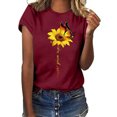 thumbnail image 1 of Nouveau T-Shirt pour Femmes un Petit Tournesol Manches Courtes Col Rond T-Shirt d'Été pour Dames Tee Blouse, 1 of 3