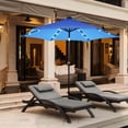 thumbnail image 1 of Costway Parasol de Marché pour Patio 9 Pieds à DEL Solaires, Inclinaison Réglable, Manivelle de Levage, Bleu, 1 of 9