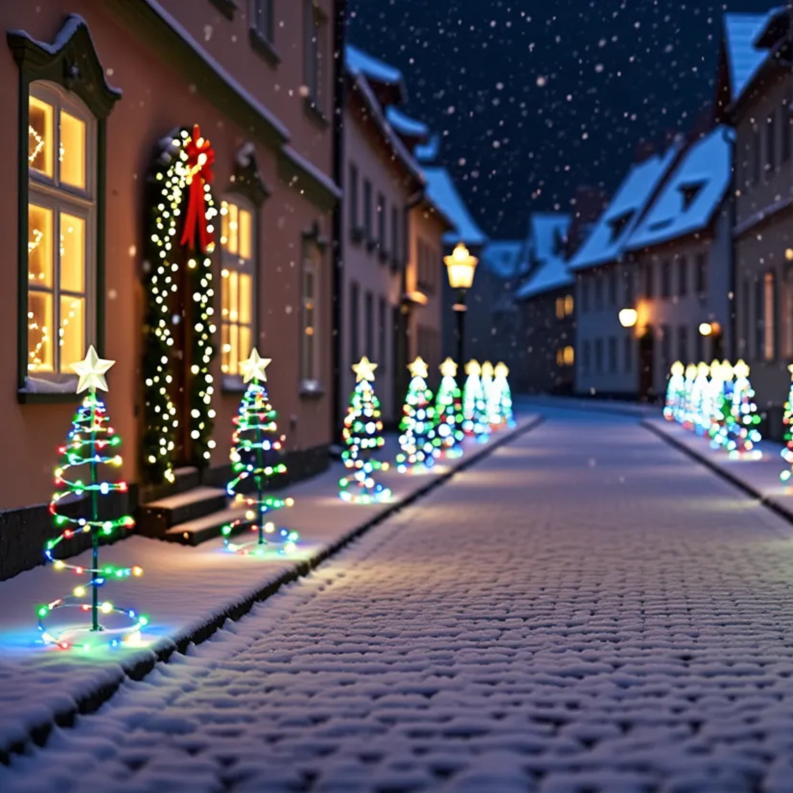 EGNMCR LED Christmas Solar Lights Christmas Tree Warm Color Lights Colored Light Two Options 8 Lighting Modes Holiday Decoration Outdoor Garden Patio Decoration 1pcs iron Holiday Solar Lights