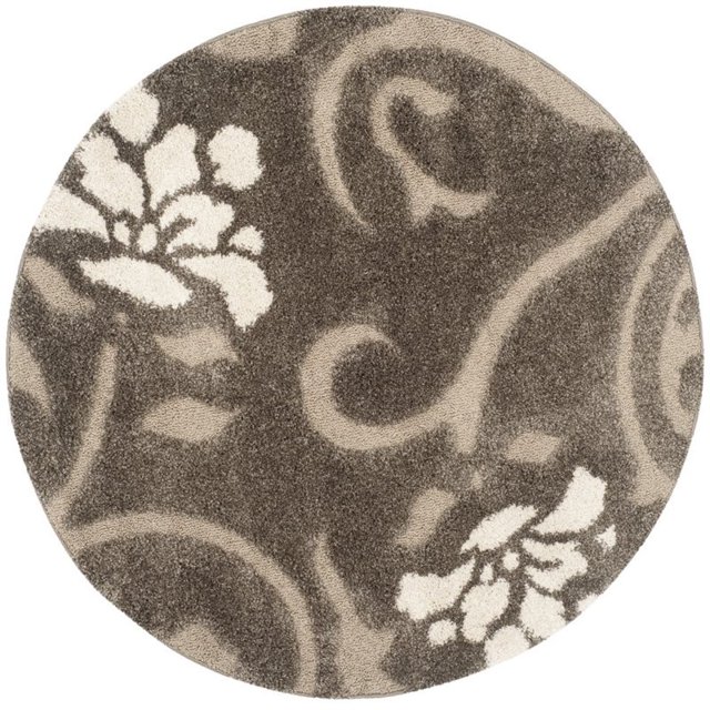 Safavieh Florida Shag Collection SG464-7913 Tapis Rond Fumée et Beige (4 Pieds Diamètre)