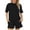 Black, variant on Womens Loose Casual Two-piece Suit Short Sleeve Top And Shorts With Pocket Set