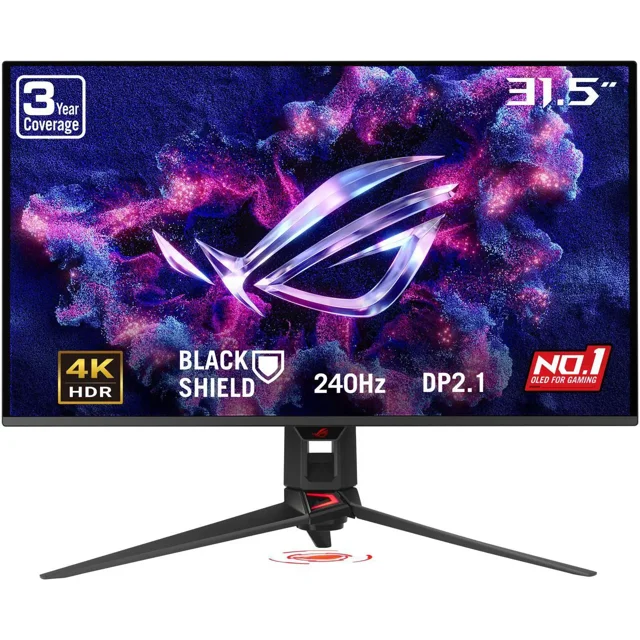 ASUS ROG Swift 32 de pouce UHD 4K 240Hz AMD FreeSync Prime Pro & G-Sync Compatible 0.03ms HDR500 USB-C GEN 3 OLED Moniteur d'ordinateur de jeu avec réglable en hauteur, pivotant & Tilt Stand PG32UCDM3