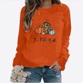 thumbnail image 1 of DPTALR Femmes Confortable Décontracté Courge à Lettres Imprimées Chandail à Col Rond Manches Longues T-Shirt Blouse Hauts, 1 of 3