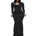 thumbnail image 1 of Mesdames Robe Longue Cou Slim Solide Robe Décontractée, 1 of 7