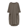thumbnail image 4 of LSLJS Womens Pocket Loose Dress Ladies Neck Casual Long Tops Dress Plus Size, 4 of 4