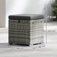 thumbnail image 3 of Outsunny Ottomane d'Extérieur en Osier 2 Pcs avec Rangement, Coussins, Gris Foncé, 3 of 10