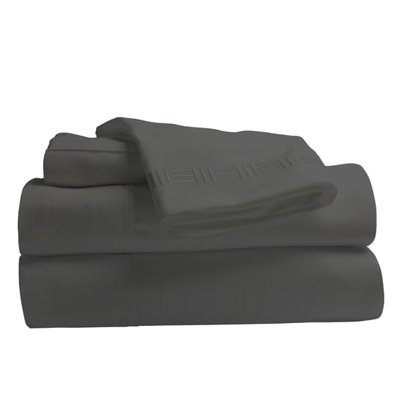 Comfy Bamboo World 9900 Series Embroidered Bedsheets Sheet Set, Full Size, Dark Grey