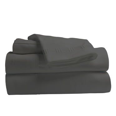 Comfy Bamboo World 9900 Series Embroidered Bedsheets Sheet Set, King Size, Dark Grey