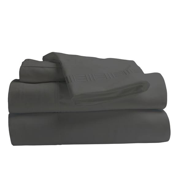 Comfy Bamboo World 9900 Series Embroidered Bedsheets Sheet Set, Full Size, Dark Grey