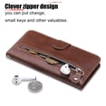 thumbnail image 5 of Case for Samsung Galaxy Note 10 Lite Zipper Pocket Wallet Leather Case Magnetic Closure Flip Cover - Brown, 5 of 5