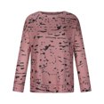 thumbnail image 4 of IROINID Liquidation Hauts pour Femmes Grande Taille Imprimé Manches Longues Confortable Respirant T-Shirt à Col Rond Hauts, Rose, 4 of 8