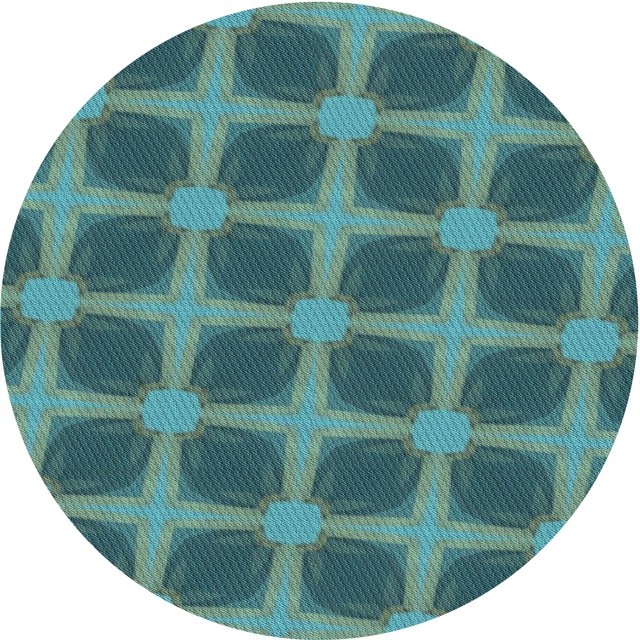 Ahgly Company Machine Washable Indoor Round Transitional Medium Teal Green Area Rugs, 8' Round