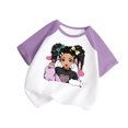 thumbnail image 1 of GDREDA Vêtements Fille Enfant Bébé Filles Mignon Col Rond Manches Courtes Imprimé Manches Raglan Tee Été Décontracté T-Shirt T-Shirts Fille Violet,3-4 Ans, 1 of 3