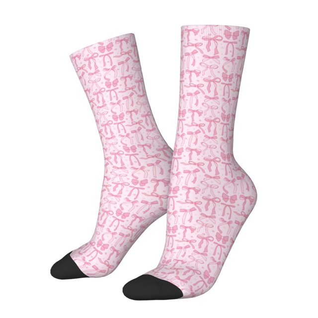 Lsque Ribbon Bow Printed Men's Crew Socks, Soft Durable Breathable Moisture-Wicking with Odor Control Cotton socks