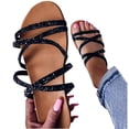 thumbnail image 4 of Sandales pour Femmes Tongs Pantoufles de Plage Été Strass Chaussures Plates, 4 of 9