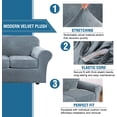 thumbnail image 3 of Modern Velvet Plush 4 Piece High Stretch Sofa Slipcover Furniture Protector Form Fit Luxury Thick Sofa Cover, Machine Washable, 3 of 6