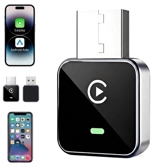 2026 Wireless CarPlay Adapter for iPhone & Android Auto, 2 in 1 Plug & Play USB-A/Type-C Port, Fast Convert Wired to Wireless, No Delay for iOS 10+ & Android 11+, with Realtek 8730E Chip