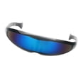 thumbnail image 4 of Space Alien Costume Futuristic Decoration Single Lens Visor Eye Sunglasses Black Frame Blue Mirrored, 4 of 6