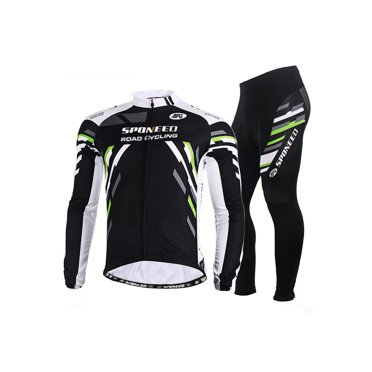 Cycling Jersey Men Sets Long Sleeve Bicycling Suits Quick Dry Cycle Jacket Breathable Bicycle Tights Green L