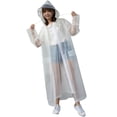 thumbnail image 2 of Agiferg Long Transparent Hommes Femmes Veste à Capuche Imperméable Imperméable Manteau de Pluie, 2 of 4
