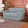 thumbnail image 2 of CHOK 2024 Housse de Sofa Extensible à Texture Quadrillée Housse de Canapé avec Housse de Coussin Séparée (Sofa Gris), 2 of 6