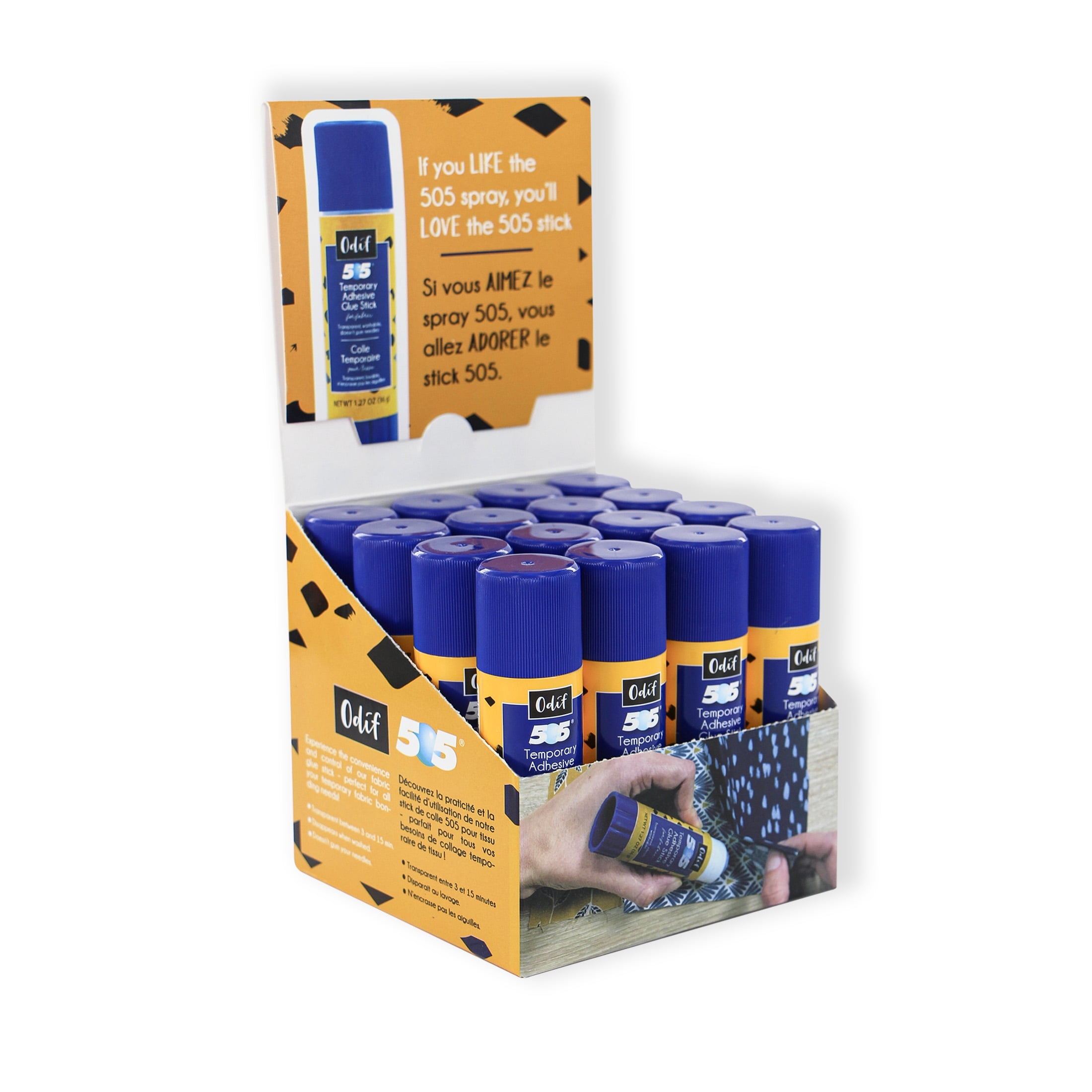 ODIF 505 Temporary Adhesive Glue Stick, 16 pcs, 127 g (0.28 lbs), 22.9 × 15.2 × 6.4 cm (9 × 6 × 2.5 in), 36 g (1.3 oz)