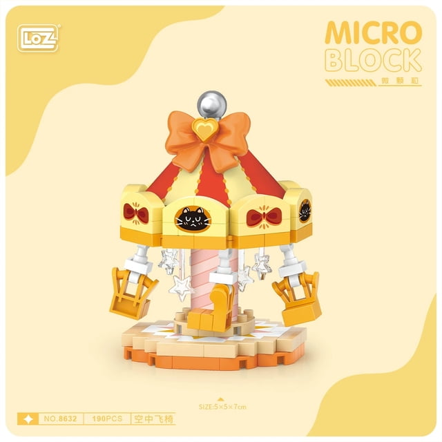Nouveau Carrousel de Parc d'Attractions Navire Pirate Grande Roue Jeu d'Halloween Vue de Rue Kit de Blocs de Construction Modèle de Briques pour Fille Jouet pour Enfants, Sac opp 190 Pcs, Minibricks