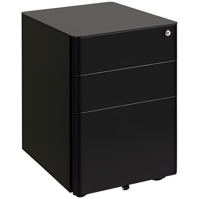 Vinsetto Armoire à 3 Tiroirs avec Roues, Coffre de Rangement de Bureau Verrouillable