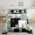 thumbnail image 2 of YST Lime Green Black Grey Comforter Set Queen Abstract Geometric Checkered Bedding Set Square Sequins Down Comforter For Kids Adults,Geometry Grid Bed Set For All Season Room Decor, 2 of 6