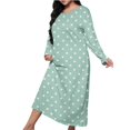 thumbnail image 1 of Erwazi Chemises de Nuit pour Femmes Maxi Col Rond Manches Longues Vêtements de Nuit Confortables Imprimé Ample Doux Décontracté Robe de Nuit Confortable, 1 of 5