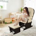 thumbnail image 4 of Costway Baby Nursery Relax  Rocker Rocking Chair Glider & Ottoman Set w/Cushion Beige, 4 of 10