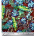 thumbnail image 1 of Soimoi Moss Georgette Fabric Leaves Tropical Print Sewing Fabric Yard 42 Inch Wide, 1 of 1