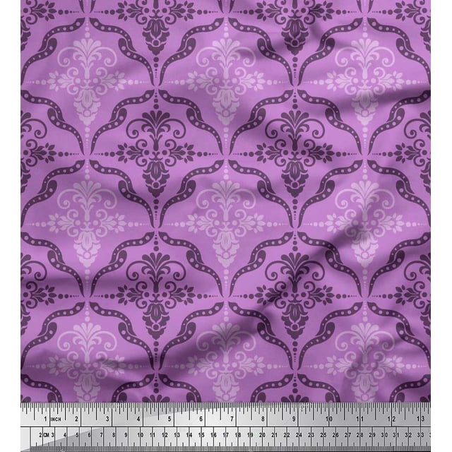 Soimoi Poly Georgette Fabric Filigree Damask Fabric Prints By Yard 52 Inch Wide