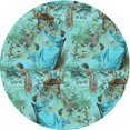 thumbnail image 1 of Ahgly Company Tapis d'Intérieur Ronds Transitionnels Lavables à la Machine, Vert Mer Terne, 8 Pieds Rond, 1 of 7
