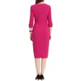 thumbnail image 3 of INSPIRE CHIC Robe Fourreau pour Femme Col Bateau Manches 3/4 Ourlet Fendu Tenue de Travail Robes Midi TG Fuchsia, 3 of 6