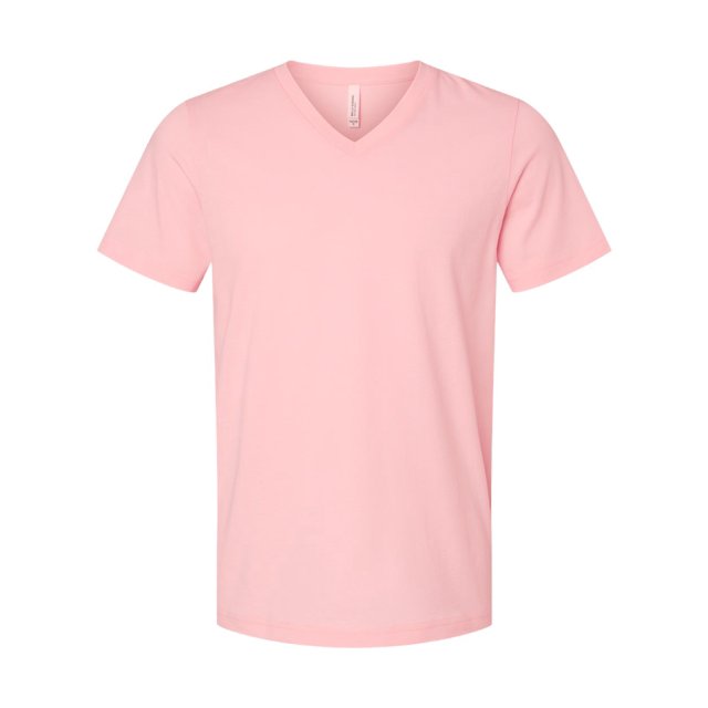 Bella Canvas Mens Jersey V-Neck Tee, L, Pink