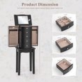 thumbnail image 3 of Gymax Armoire à Bijoux Debout avec Miroir Rabattable et 4 Tiroirs, Noir, 3 of 10