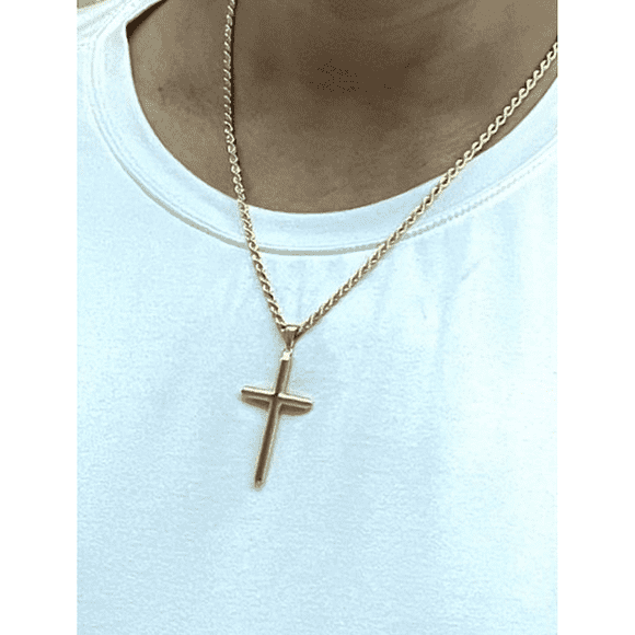 Gold Rope Chain in 24K Style Cross Pendant Necklace Solid Clasp for Men,Women,Teens Thin for Charms Miami Cuban Link MEN WOMEN GIFT 20"