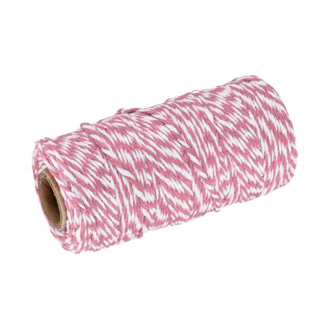 Unique Bargains Twine Packing String Wrapping Cotton Twine 100M Pink and White Rope for Gift Wrapping Twine