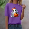 thumbnail image 1 of YLHFASHION T-shirt d'Halloween pour Femmes à Manches Courtes, Col Rond, Graphique, Hauts Imprimés Citrouille, Chandails Décontractés d'Automne Automne 2025, Économies d'Été Liquidation, T-shirt à Manches Courtes pour Femmes, 1 of 5