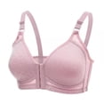 thumbnail image 2 of Pisexur Womens Front Closure Bras Underwire Solid Color V Neck Everyday Underwear Adjustable Strap Smooth Comfort Wireless Bralette Full Coverage T-Shirt Bra for Women, 2 of 9