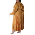 thumbnail image 3 of LUXUR Robe Maxi Femme Col Rond Robes Couleur Unie Décontractée Ample Manches Longues Or 2TG, 3 of 7