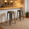 thumbnail image 1 of Mainstays 24 inch Metal Barstools Set of 4 Gunmetal Color, 1 of 7