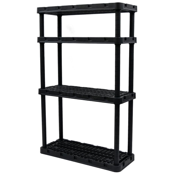 4 Shelf Medium Duty Knect Adjustable Plastic Shelf 34.25x14.25x54.75 Inches
