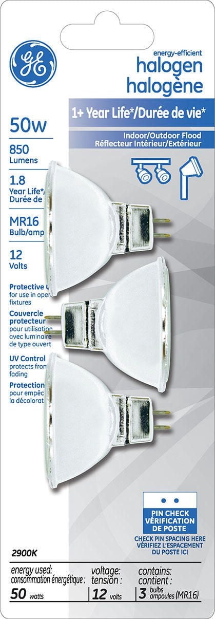 Halogène éconergétique MR16 GE 50 W – paquet de 3