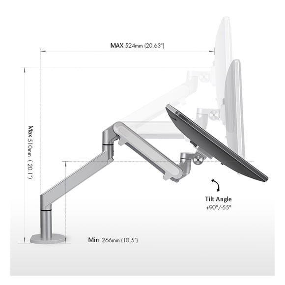 Aluminum Height Adjustable 17-32 Inch LCD LED Monitor Holder Desk Stand Flexi Gas Strut Monitor Mount Bracket ,Easy to Use