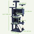 thumbnail image 2 of 54" Multi-Level Cat Tree with Scratching Posts & Condo - Dark Blue Activity Tower for Living Room & Bedroom - Plush Cat Furniture with Ramp & Toy, 2 of 7