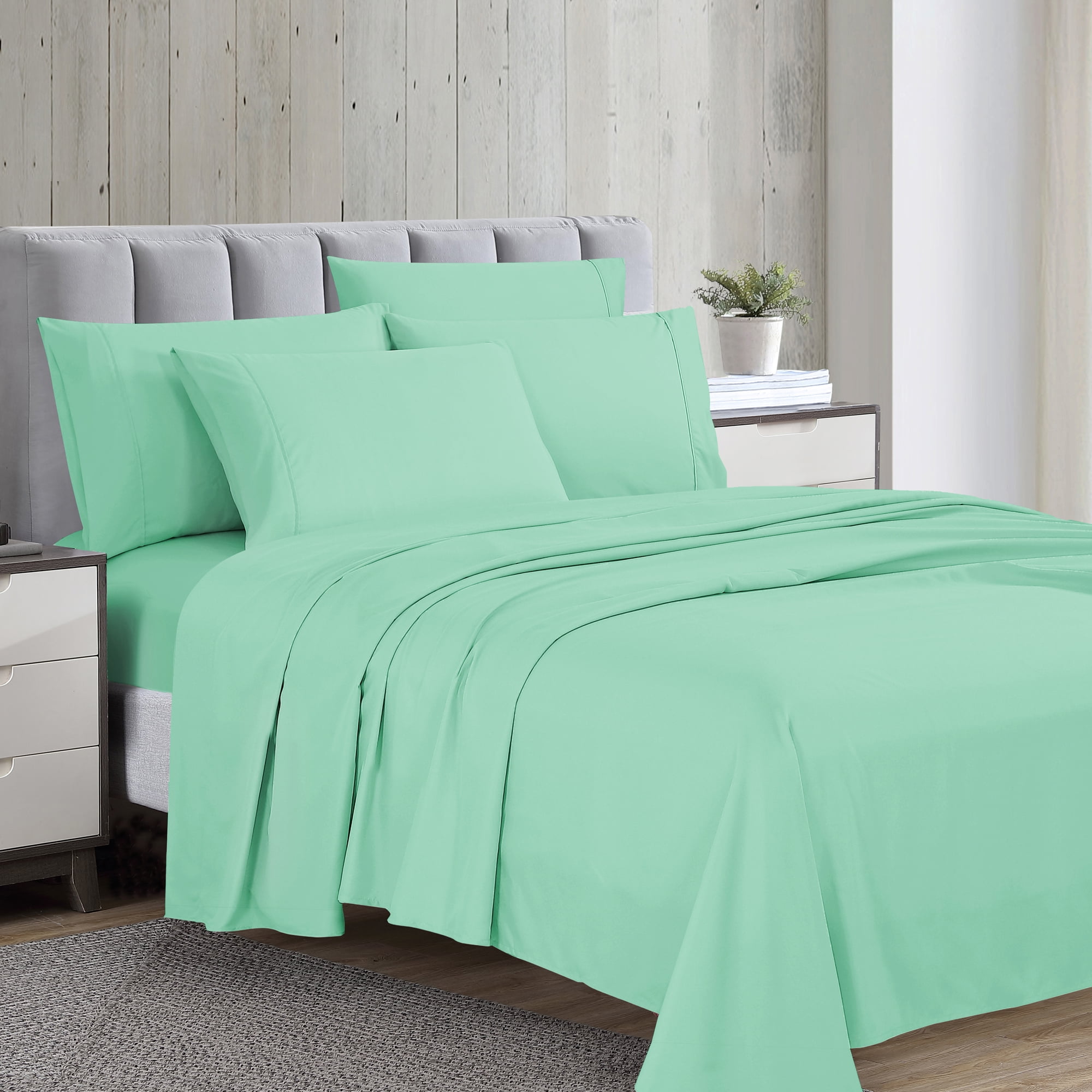 Swift Home Luxury 4-Piece Sheet Set with Extra Pillow Case, Twin, Sea Foam